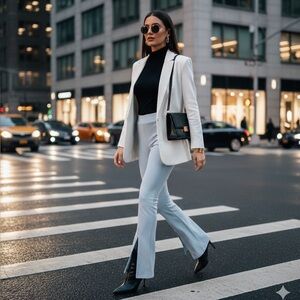 LA + IMAGE Leggings With Front Slits Baby Blue Color Size Medium